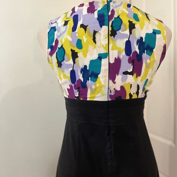 AB Studio Women’s Black Floral ColorBlock Sleeveless Stretching Sheath Dress - Picture 8 of 9